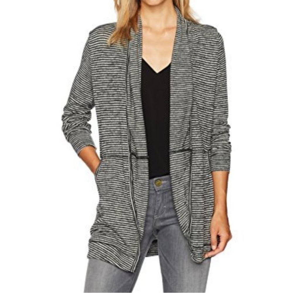 Abercrombie & Fitch Black/Gray Striped Long Cardigan Sz XS